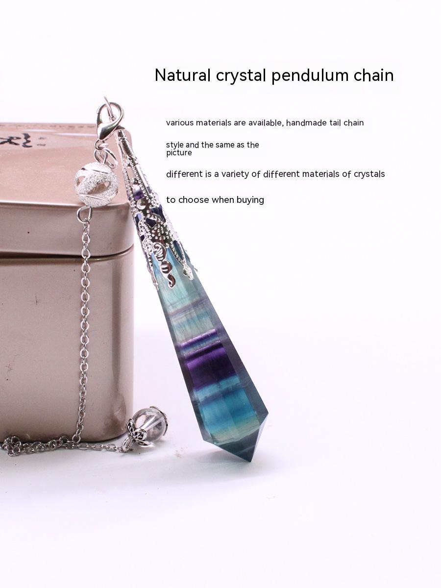 Loket pendulum kristal asli, fluorit berwarna, titik tunggal, batu kasar kristal, rantai leher lelaki dan wanita, hadiah, rantai ekor