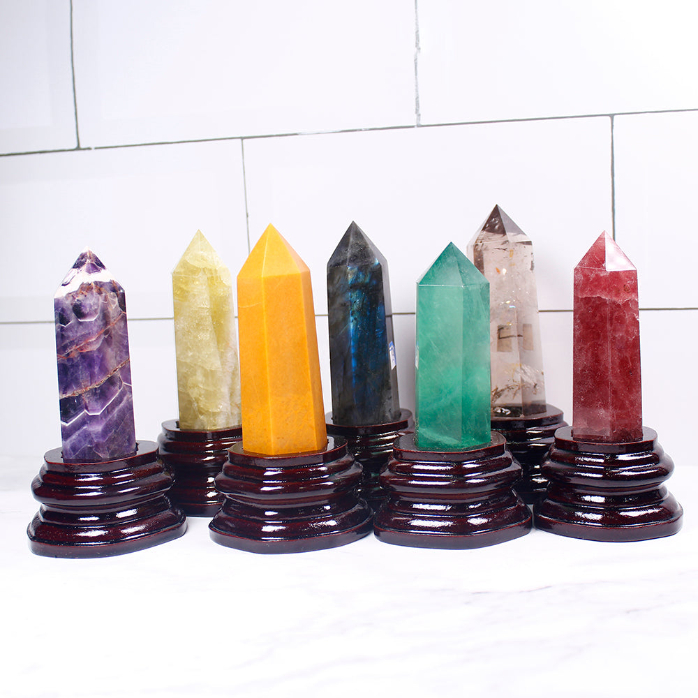 Natural Crystal Hexagonal Single-Pointed Rough, Ore, Crystal Column, Custom-Made Base, Home Decoration