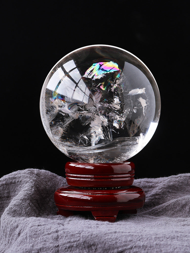 Natural Crystal Sphere Decoration, Banderas Clear Quartz Sphere, Seven-Star Array Decoration, Rough, Raw Ore