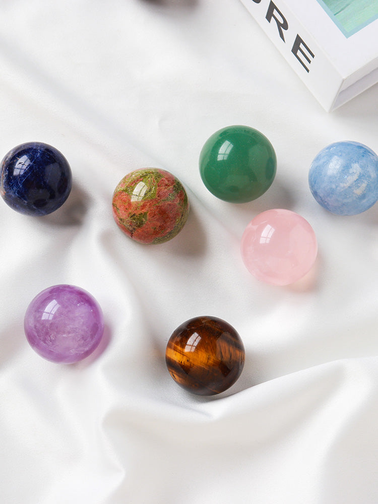 Bola kristal putih asli, obsidian, batu mata harimau, hiasan meja rumah, batu biru, bola kristal hiasan, batu mata harimau