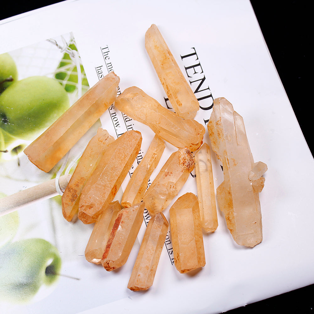Kristal putih asli, kristal tunggal kulit merah, batu hancur, kulit kuning, lajur kristal putih digilap, standard mineral batu mentah