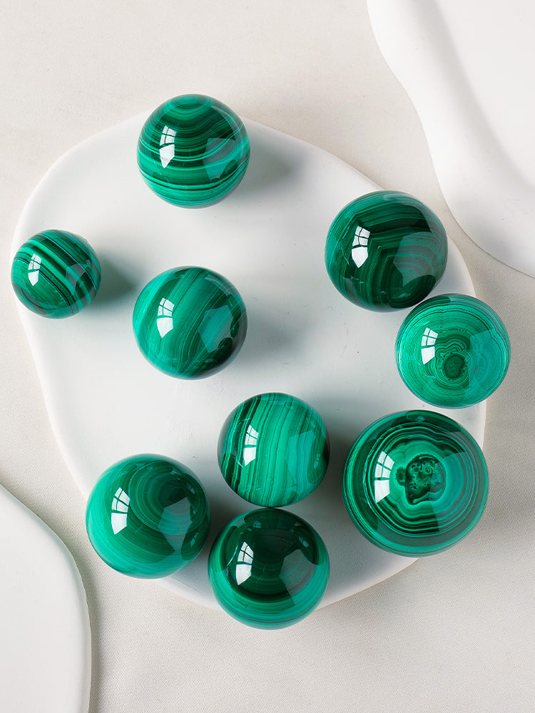 Natural Crystal Sphere, Collectible Malachite Sphere, Decoration, Rough Ore Polishing, Round Bead, Loose Bead, Septal Bead