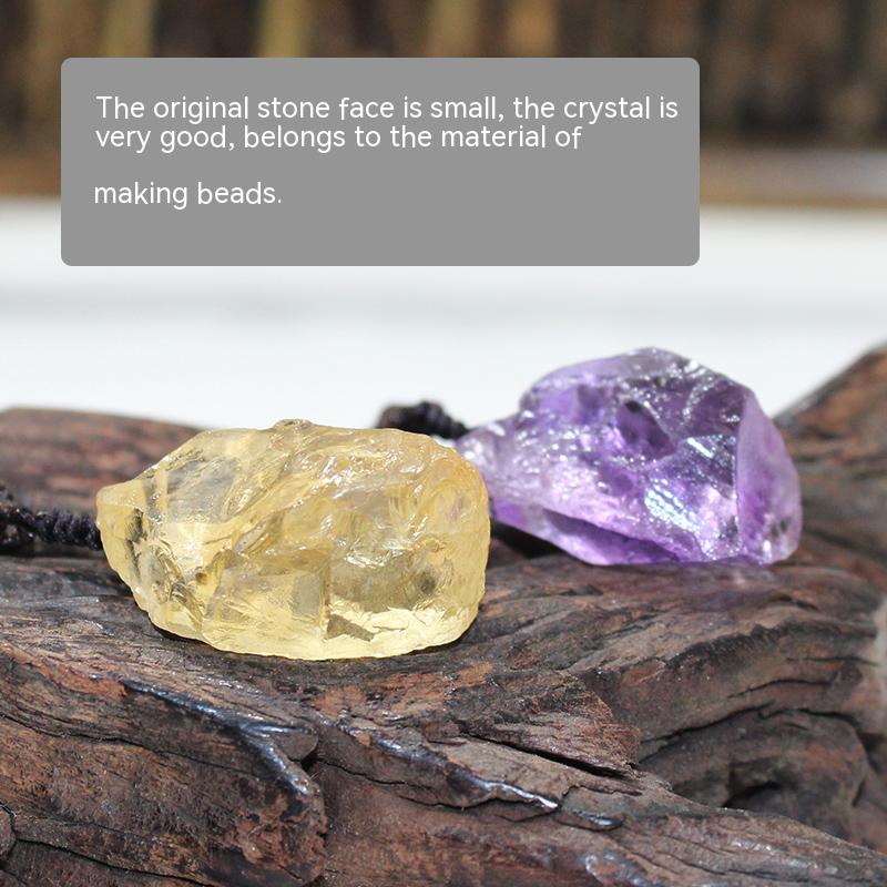 Natural crystal raw stone pendants, purple and yellow mineral crystals, men's and women's necklaces, clavicle chains, jewelry, gemstones, pendants