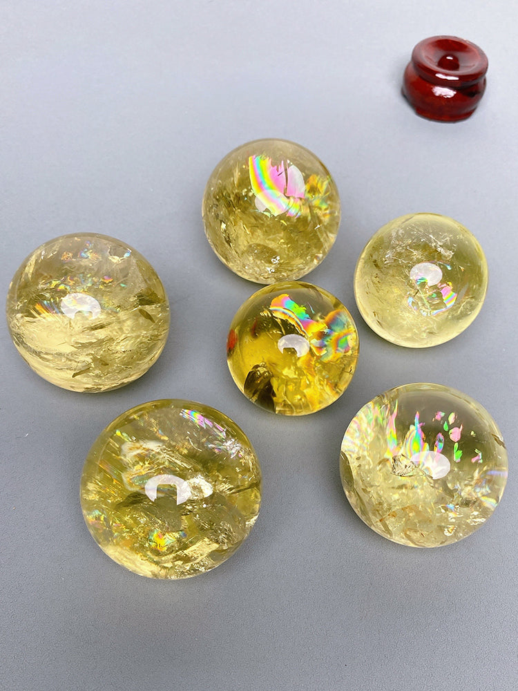 Bola citrine asli, berwarna-warni, bola pelangi, ruang tamu rumah, hiasan bola kristal, batu kasar, susunan tujuh bintang, hiasan beranda