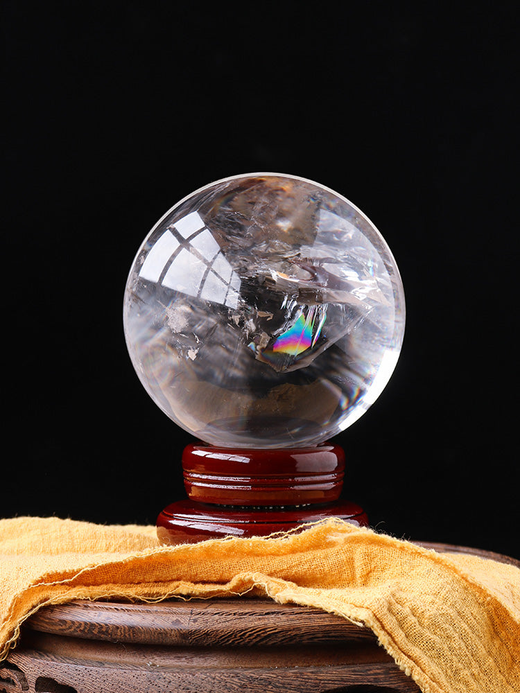 Natural Crystal Sphere Decoration, Banderas Clear Quartz Sphere, Seven-Star Array Decoration, Rough, Raw Ore