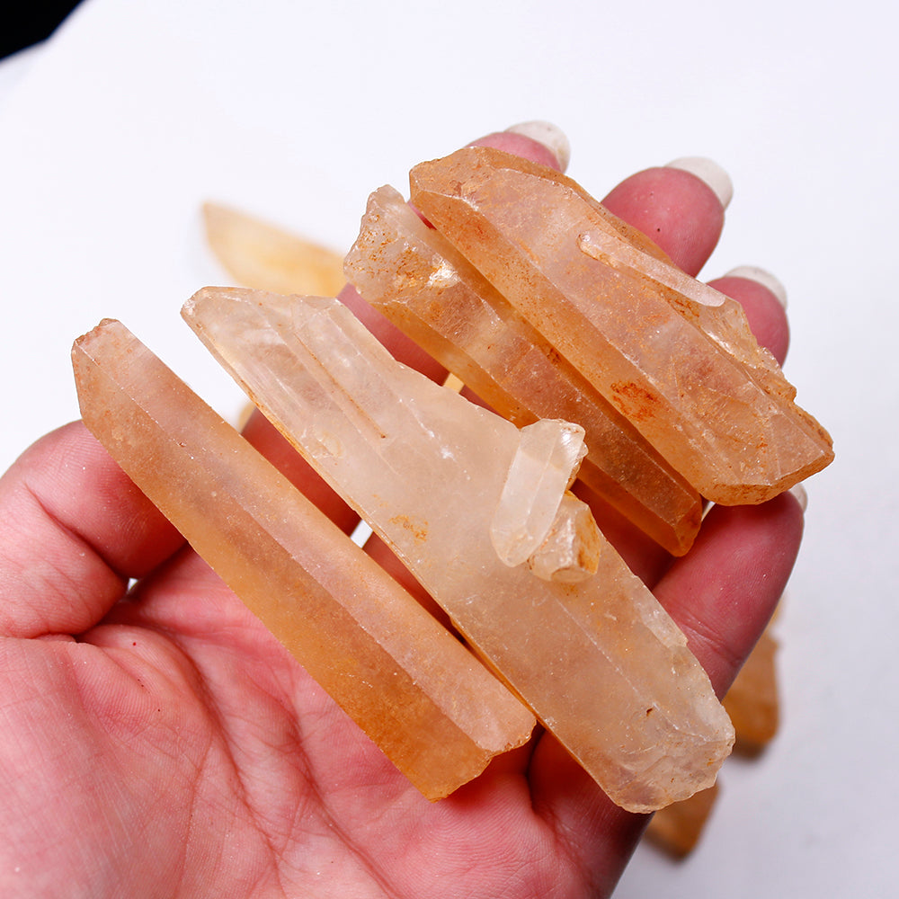 Kristal putih asli, kristal tunggal kulit merah, batu hancur, kulit kuning, lajur kristal putih digilap, standard mineral batu mentah