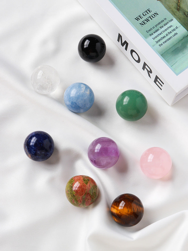 Bola kristal putih asli, obsidian, batu mata harimau, hiasan meja rumah, batu biru, bola kristal hiasan, batu mata harimau