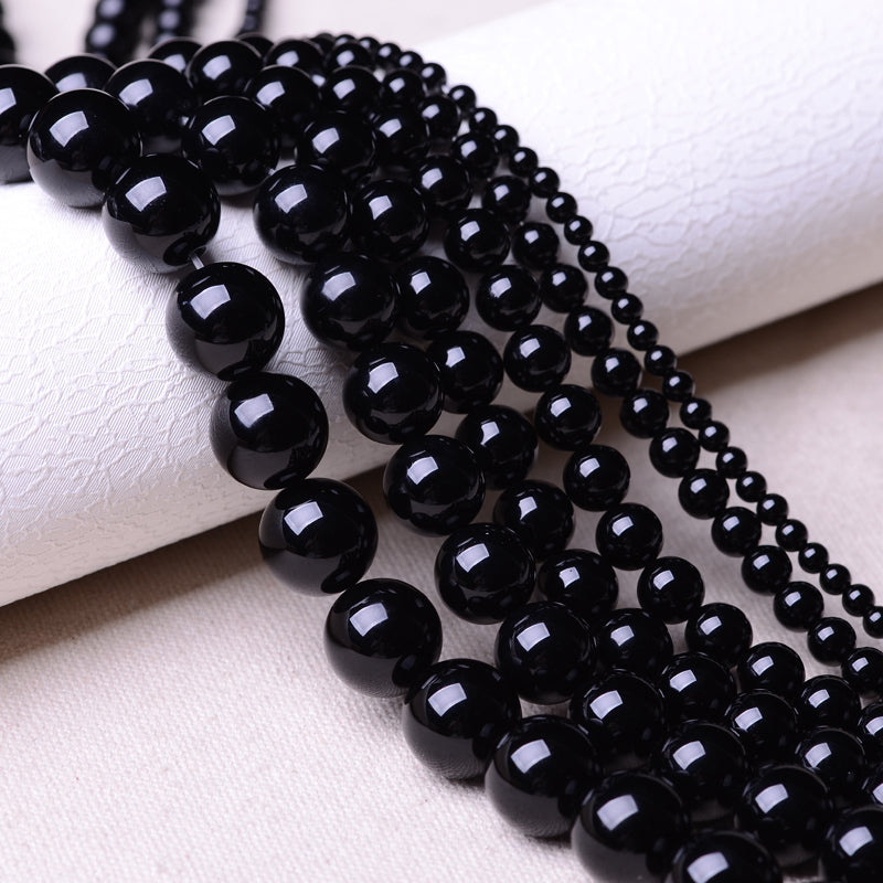 Manik longgar batu akik hitam asli 2-18MM, produk separuh siap, aksesori separuh siap buatan tangan DIY