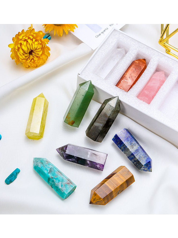 Natural Crystal Rough, Crystal Column, Decoration, Specimen, Ore, Amethyst, Clear Quartz, Rose Quartz, Box Gift