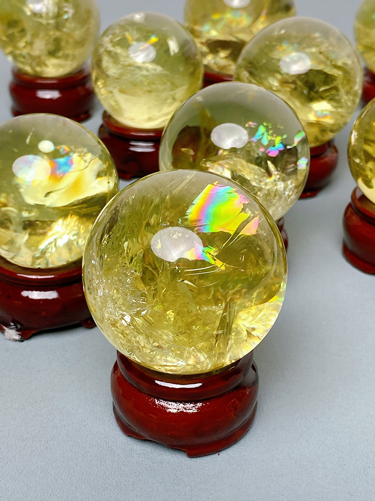 Bola citrine asli, berwarna-warni, bola pelangi, ruang tamu rumah, hiasan bola kristal, batu kasar, susunan tujuh bintang, hiasan beranda