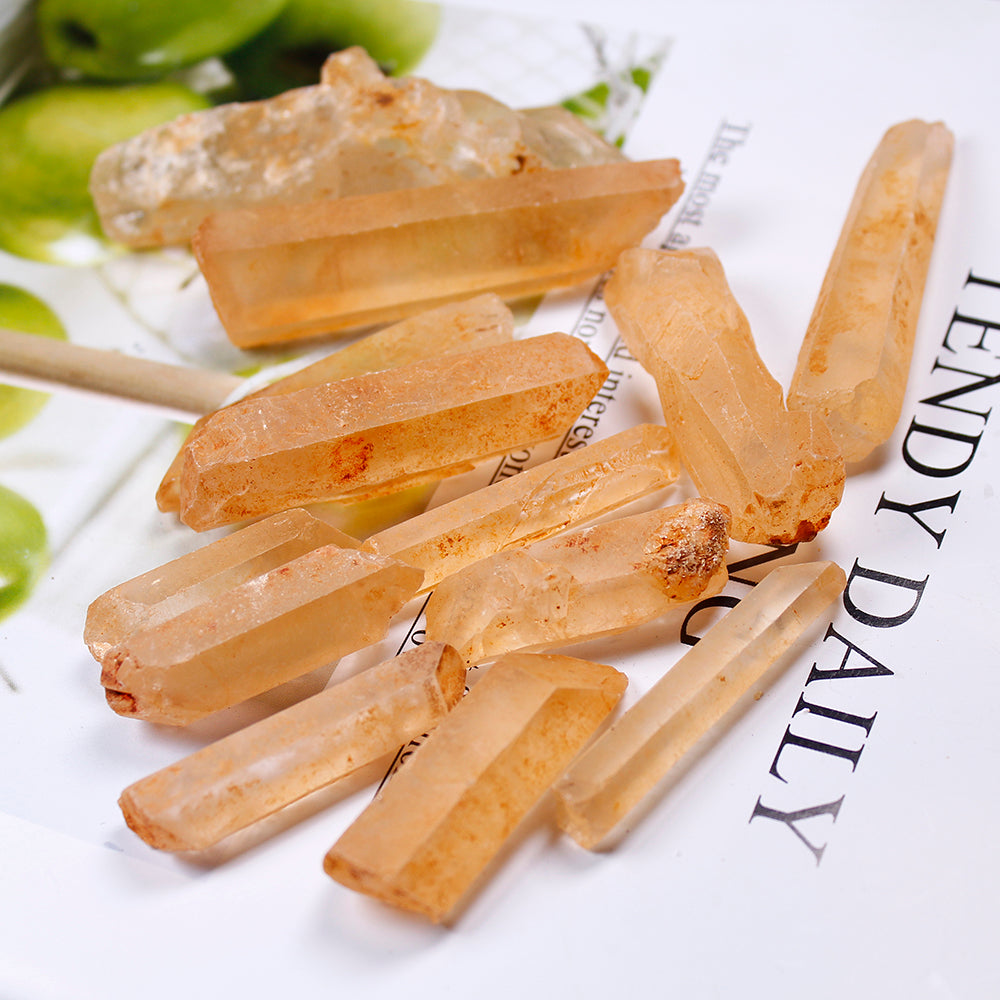 Kristal putih asli, kristal tunggal kulit merah, batu hancur, kulit kuning, lajur kristal putih digilap, standard mineral batu mentah