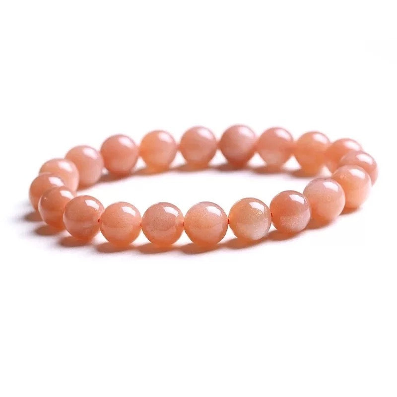 Gelang batu matahari semulajadi, gelang batu bulan oren, bulatan tunggal, opal, kristal, barang kemas pasangan