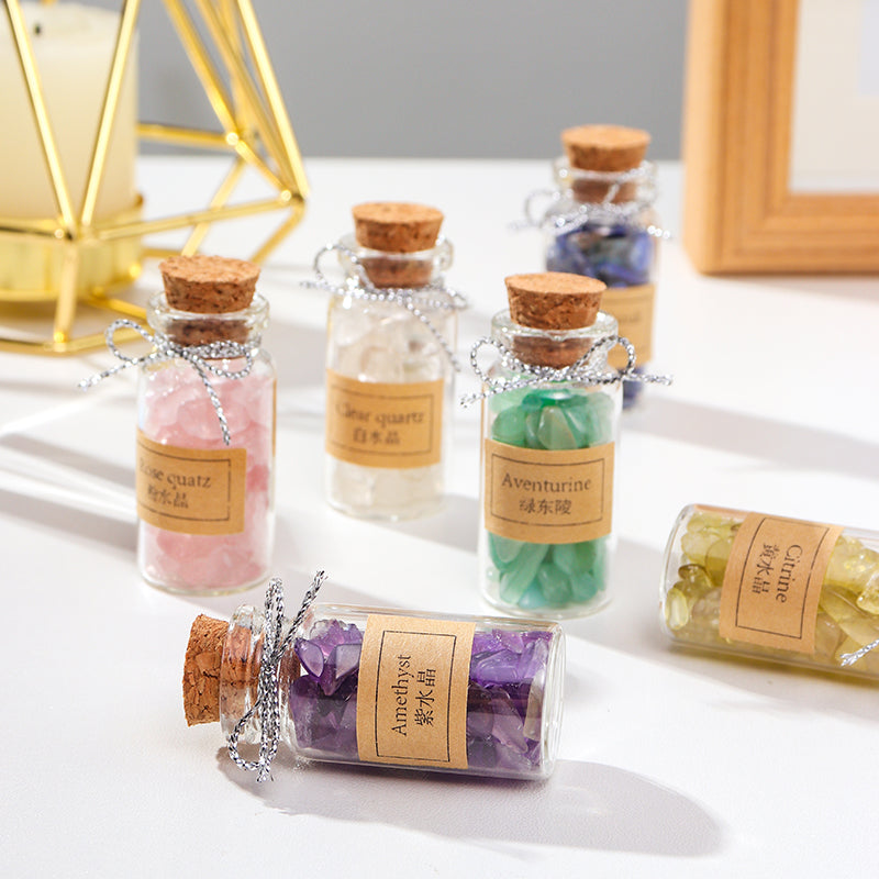Natural Crystal Gravel, Gift Box, White Crystal, Pink Amethyst, Wishing Bottle, Birthday Gift