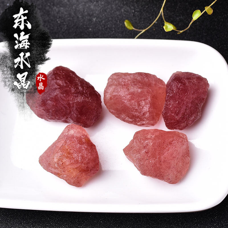 Kristal Strawberi Asli, Zarah Kecil Batu Mentah, Hiasan, Kristal Strawberi Merah, Bijih Mentah