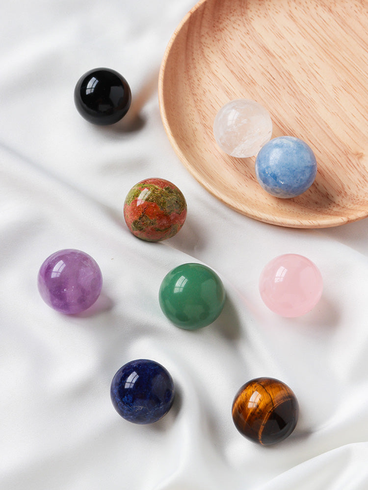 Bola kristal putih asli, obsidian, batu mata harimau, hiasan meja rumah, batu biru, bola kristal hiasan, batu mata harimau