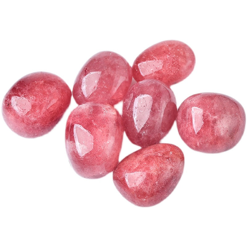 Batu kasar kristal semulajadi, batu kasar kristal strawberi, perhiasan, zarah besar kristal strawberi