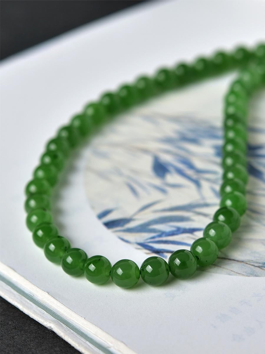 Kalung jed Hetian, kalung hijau matahari, loket manik longgar, gelang jed, manik tali tangan, rantai klavikula, rantai jasper