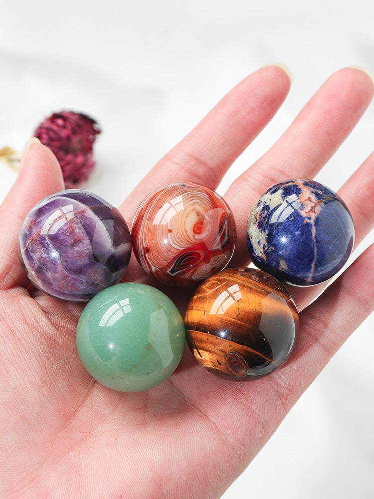 Hiasan bola kristal asli, jed, batu akik, bola kecergasan, bola baling, bola kristal merah jambu, permainan, spesimen bijih, kotak hadiah