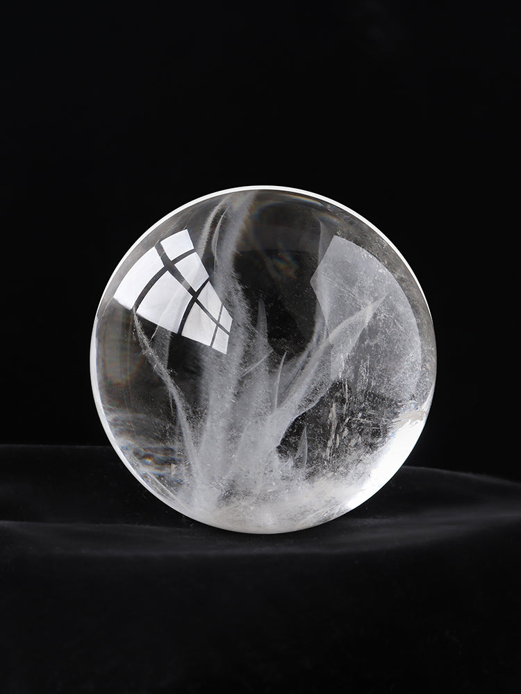 Natural Crystal Sphere Decoration, Banderas Clear Quartz Sphere, Seven-Star Array Decoration, Rough, Raw Ore