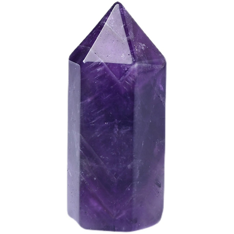 Natural single-pointed column, seven-star array decoration, hexagonal crystal column, lapis lazuli, white crystal, pink crystal, fluorite, opal