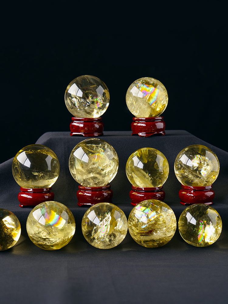 Bola citrine asli, berwarna-warni, bola pelangi, ruang tamu rumah, hiasan bola kristal, batu kasar, susunan tujuh bintang, hiasan beranda
