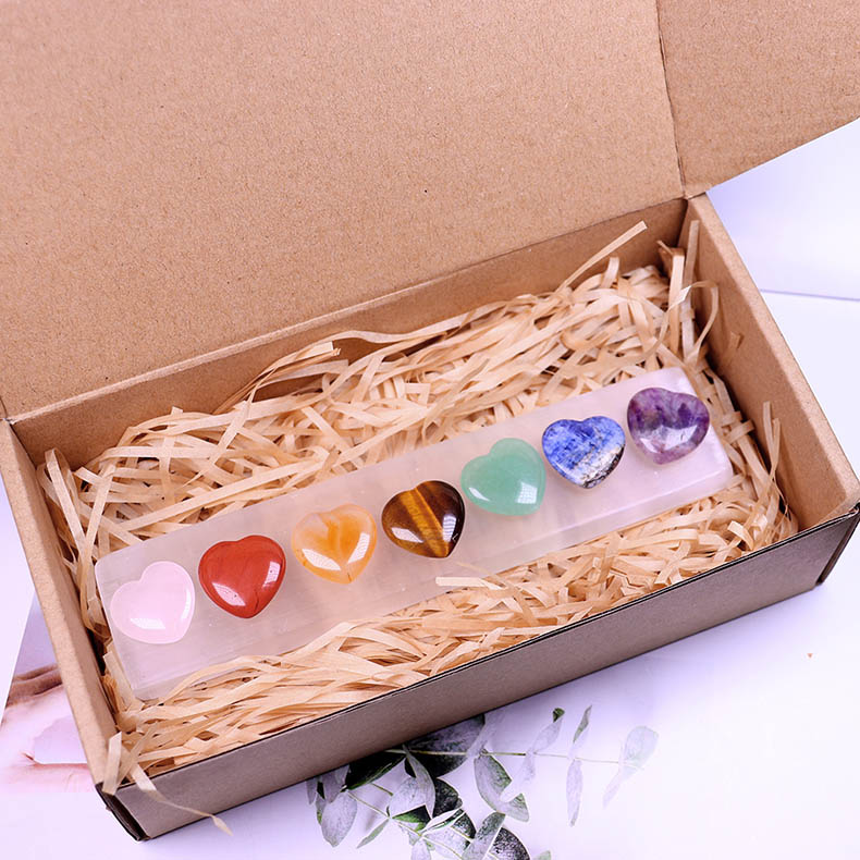 Bijih kristal asli, gabungan set batu asli, lajur kristal cinta, karya seni geometri buatan tangan, meja, ruang tamu, hiasan