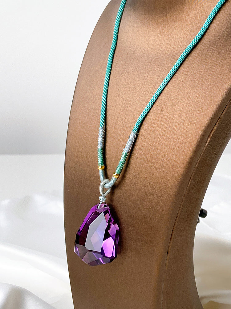 Brazilian Natural Amethyst Faceted Clavicle Chain Head Jewelry Pendant Necklace Female Valentine's Day Birthday Gift for Girlfriend