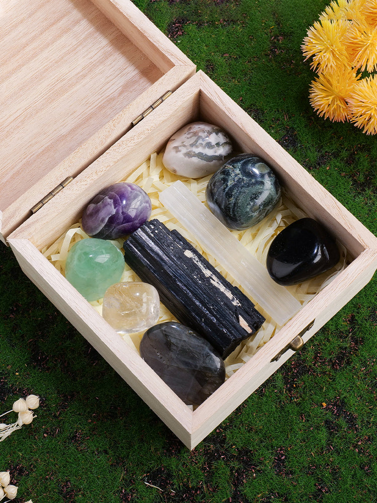 Natural crystal rough stone decoration ore fossil rock science popularization box mineral home gemstone specimen decoration gift