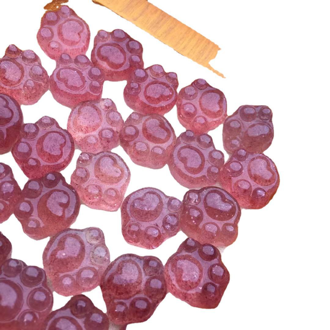 Natural Strawberry Crystal, Cat Claw, Cute Hand, 16mm, Small, DIY Accessories, Semi-finished Strawberry Crystal