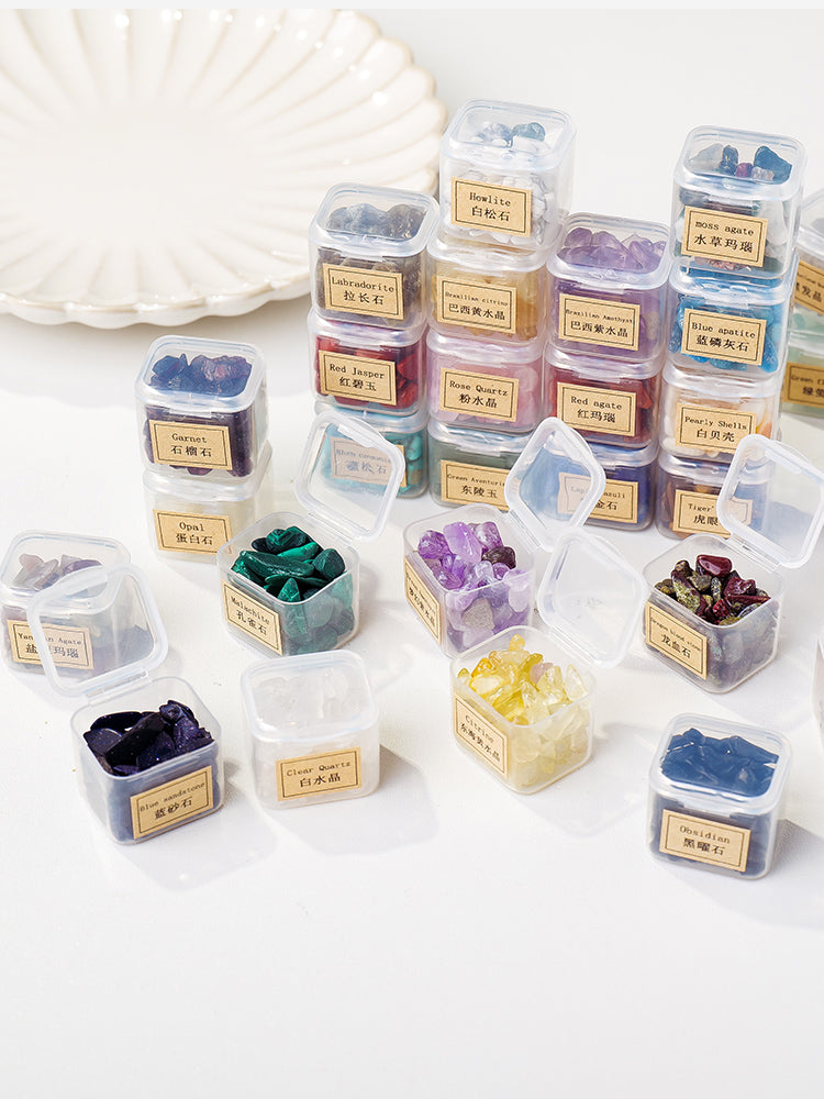 Natural crystal mineral raw stone small gravel box fashion simple gift children's popular science box decoration small ornament