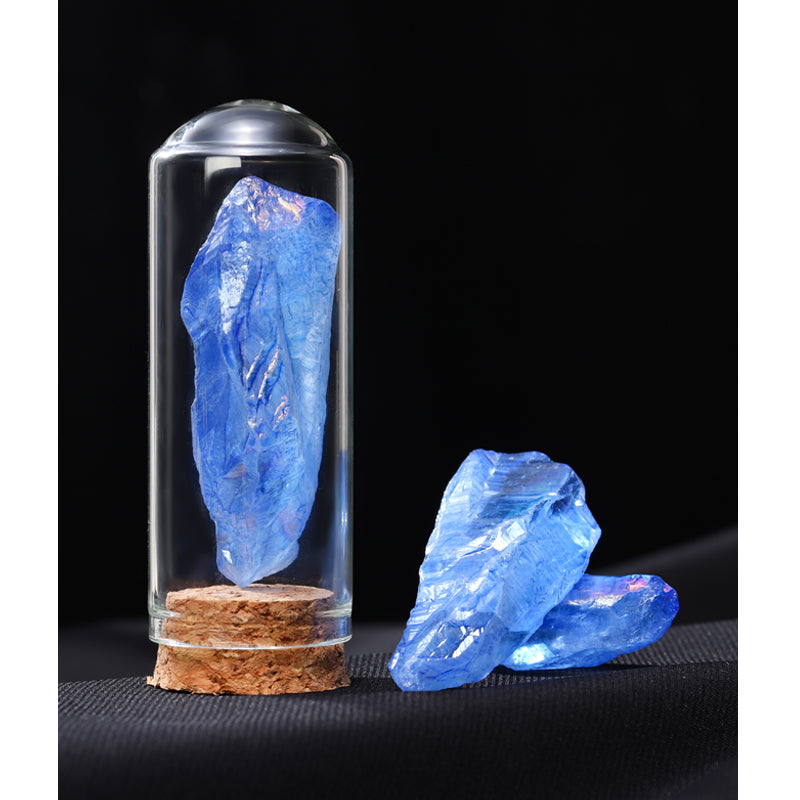 Spesimen bijih pelangi kristal asli batu mineral serbuk kristal putih kristal perhiasan spesimen kotak hadiah sains