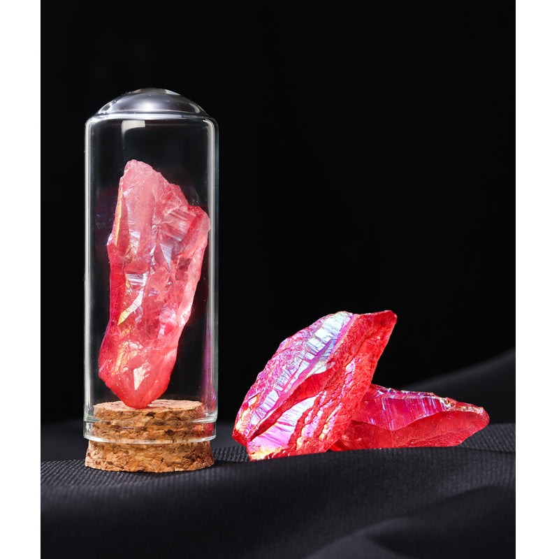 Spesimen bijih pelangi kristal asli batu mineral serbuk kristal putih kristal perhiasan spesimen kotak hadiah sains
