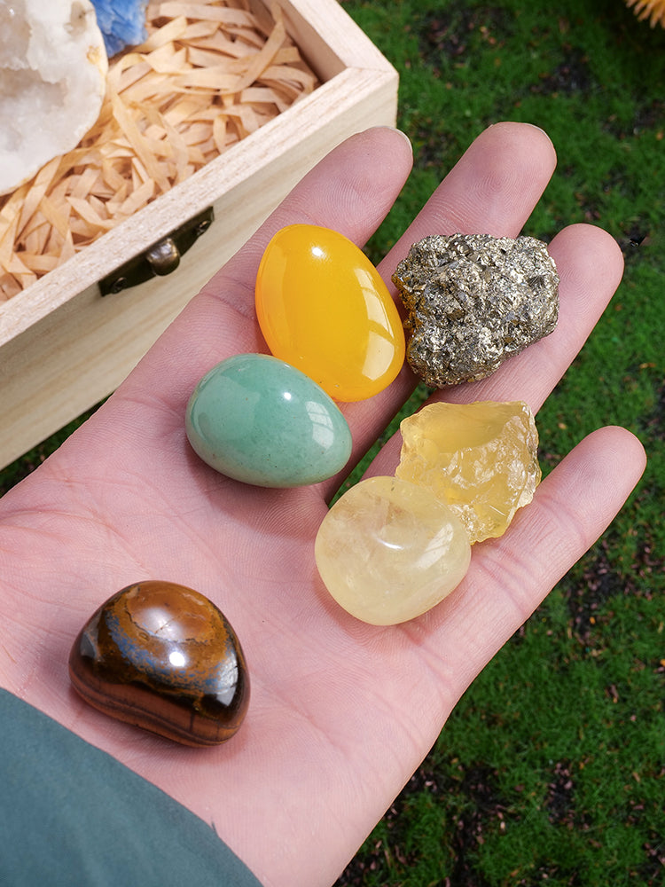 Natural crystal rough stone decoration ore fossil rock science popularization box mineral home gemstone specimen decoration gift
