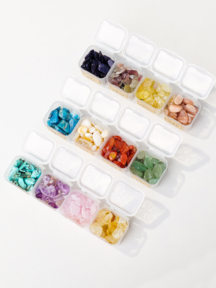 Natural crystal mineral raw stone small gravel box fashion simple gift children's popular science box decoration small ornament