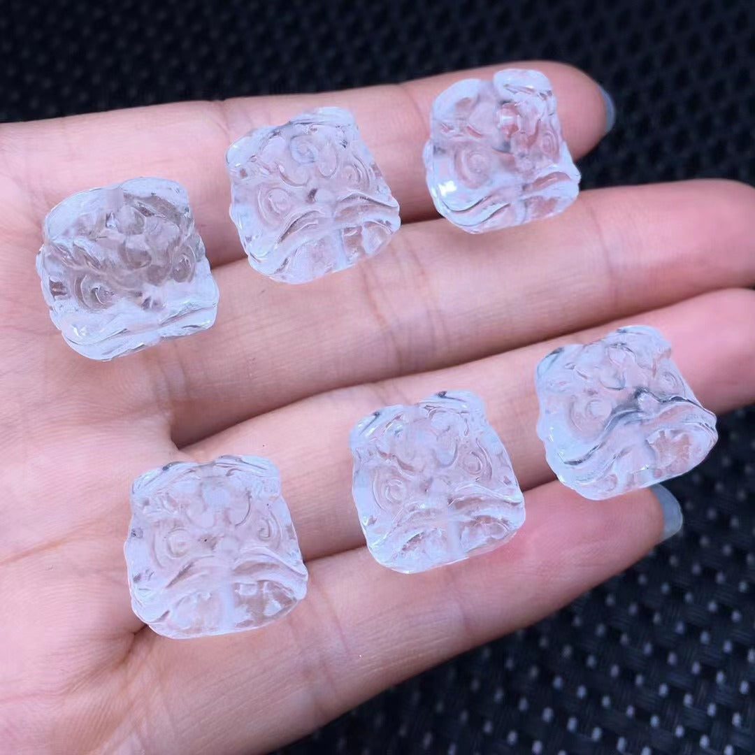 15mm asli, kepala singa kristal putih, aksesori kecil, pendatang baru, 15mm, loket berukir, aksesori diy