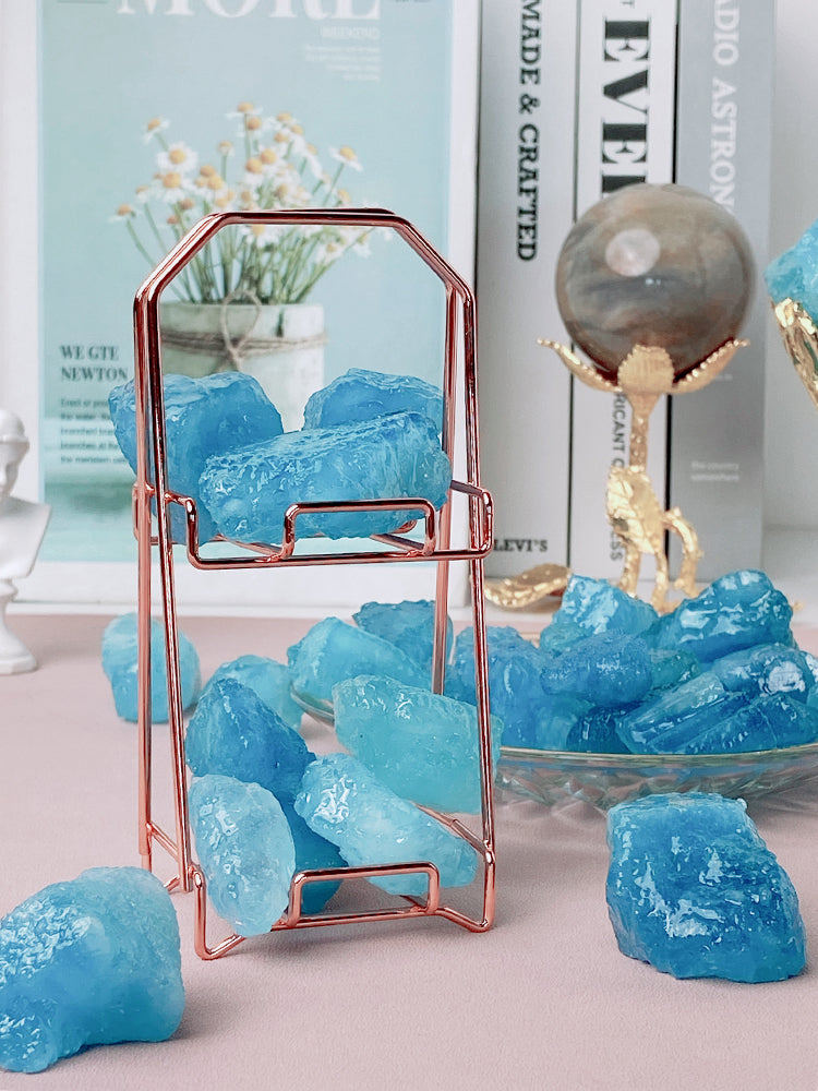 Batu mentah aquamarine kristal asli Loket DIY batu permata biru lelaki dan wanita dengan bentuk rantai sweater spesimen bijih mentah