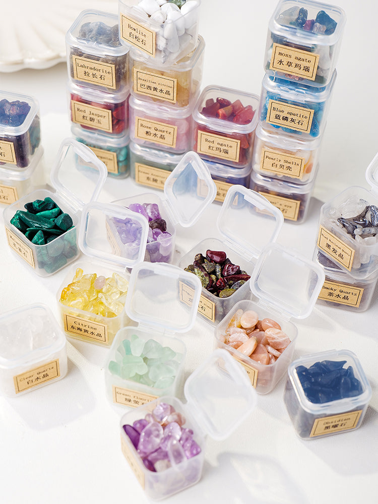 Natural crystal mineral raw stone small gravel box fashion simple gift children's popular science box decoration small ornament