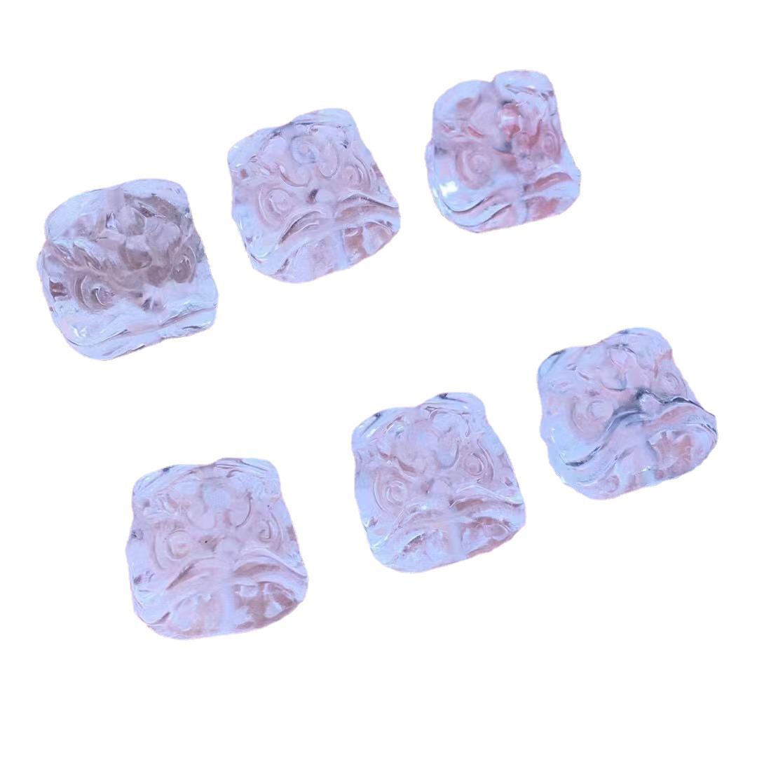 15mm asli, kepala singa kristal putih, aksesori kecil, pendatang baru, 15mm, loket berukir, aksesori diy