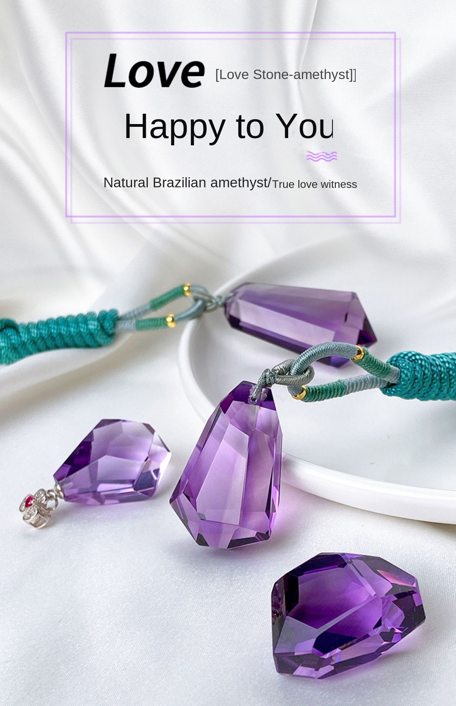 Brazilian Natural Amethyst Faceted Clavicle Chain Head Jewelry Pendant Necklace Female Valentine's Day Birthday Gift for Girlfriend