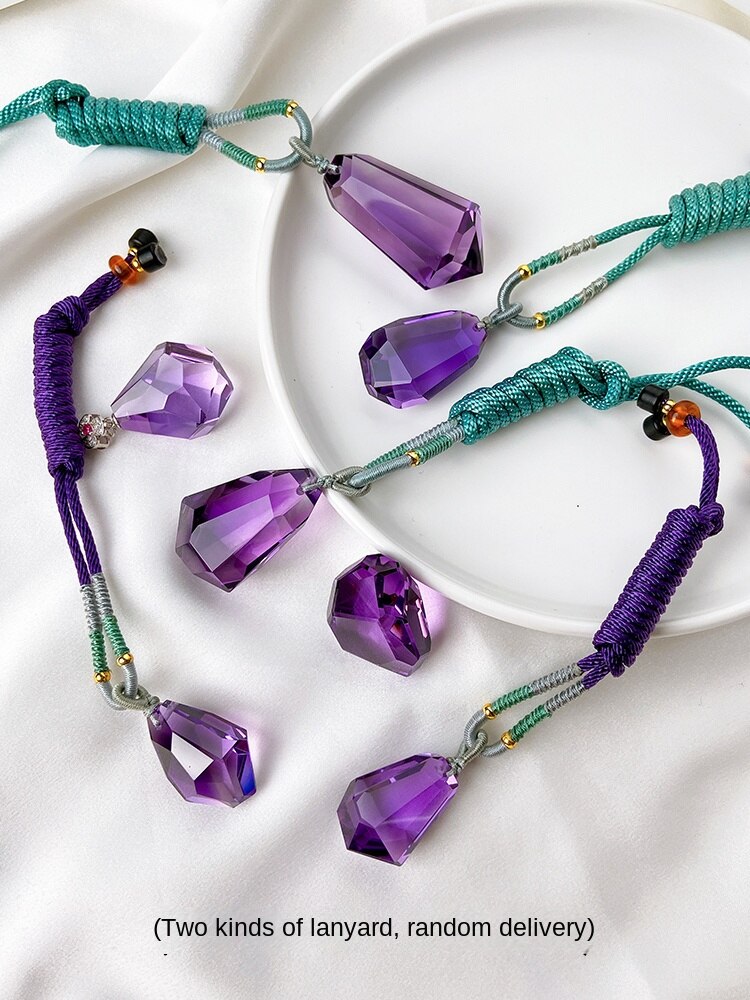 Brazilian Natural Amethyst Faceted Clavicle Chain Head Jewelry Pendant Necklace Female Valentine's Day Birthday Gift for Girlfriend