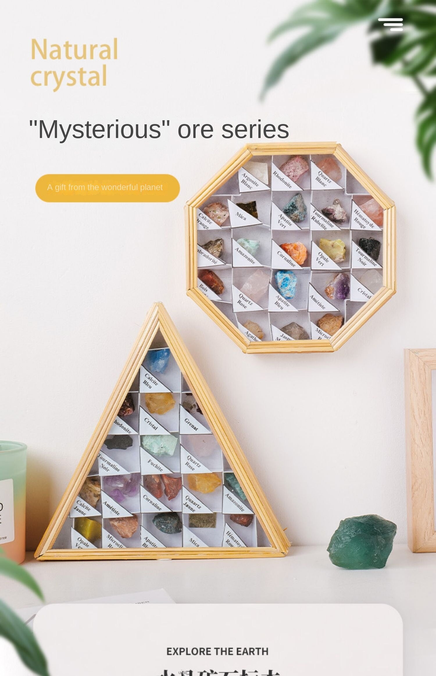 Kepingan standard bijih batu mentah kristal asli Hadiah kanak-kanak mineral permata muzium hiasan bingkai foto rumah kreatif