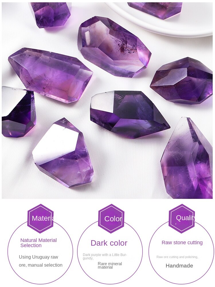 Kristal asli Brazilian amethyst kasar digilap batu permata hiasan ungu bermain loket sweater rantaian hadiah perhiasan