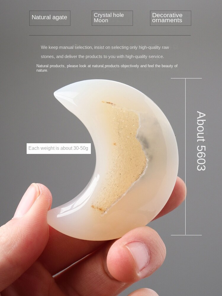 Natural crystal cave agate crystal cave moon ornaments hand-polished crystal raw stone home decoration gemstone crafts