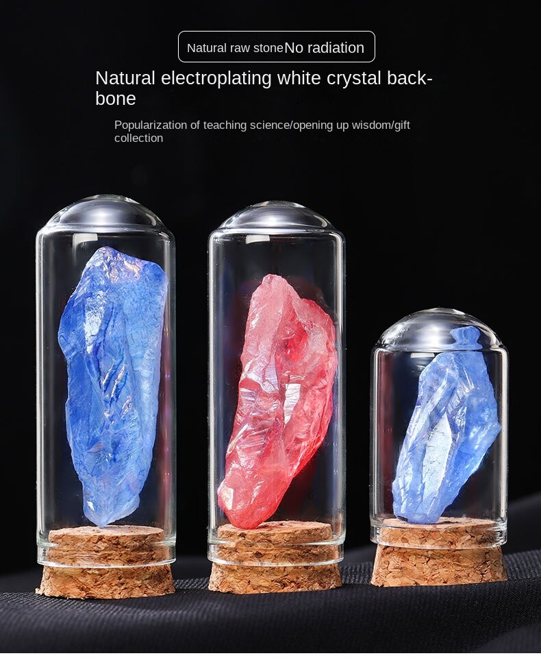 Spesimen bijih pelangi kristal asli batu mineral serbuk kristal putih kristal perhiasan spesimen kotak hadiah sains