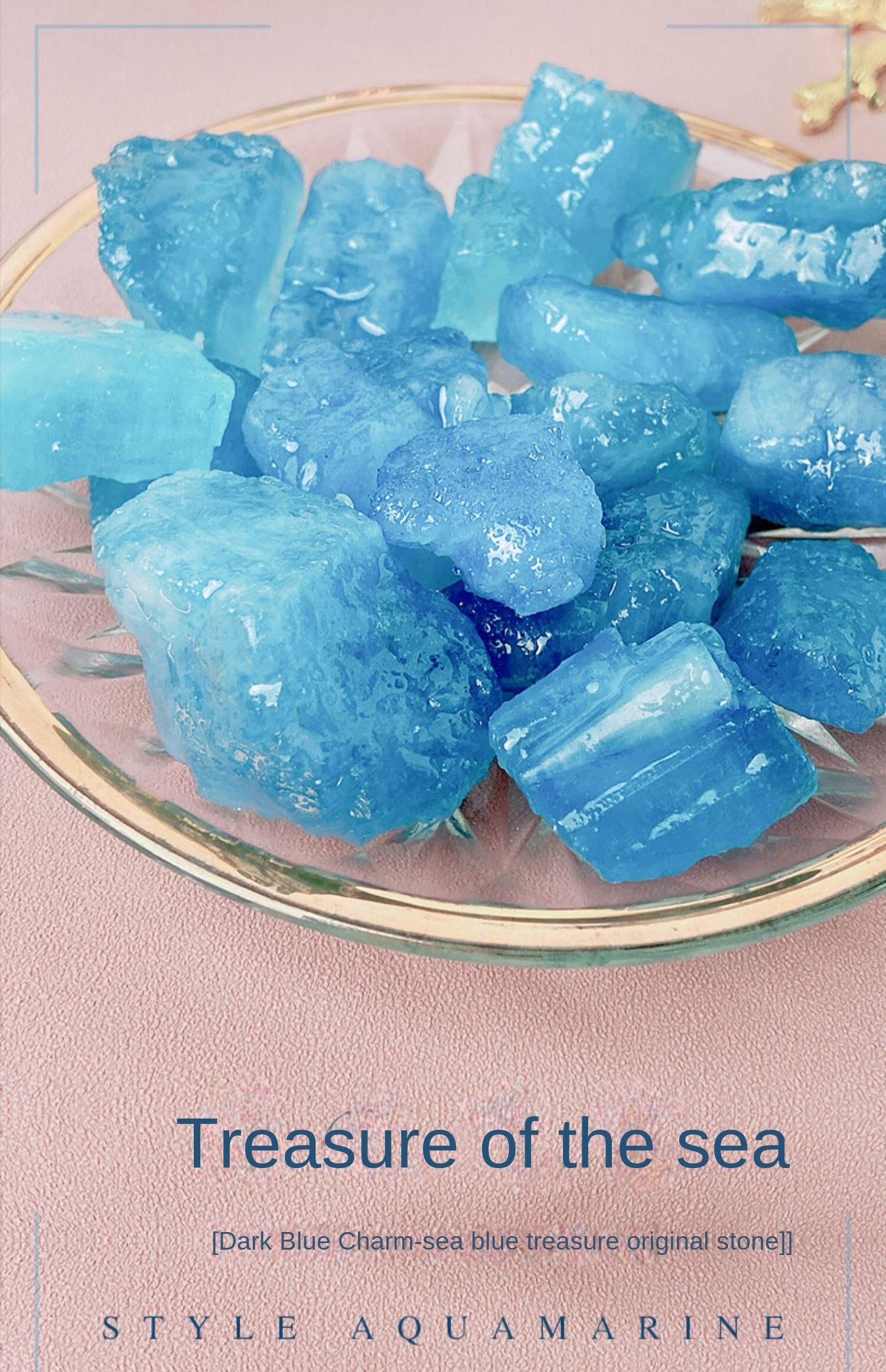 Batu mentah aquamarine kristal asli Loket DIY batu permata biru lelaki dan wanita dengan bentuk rantai sweater spesimen bijih mentah