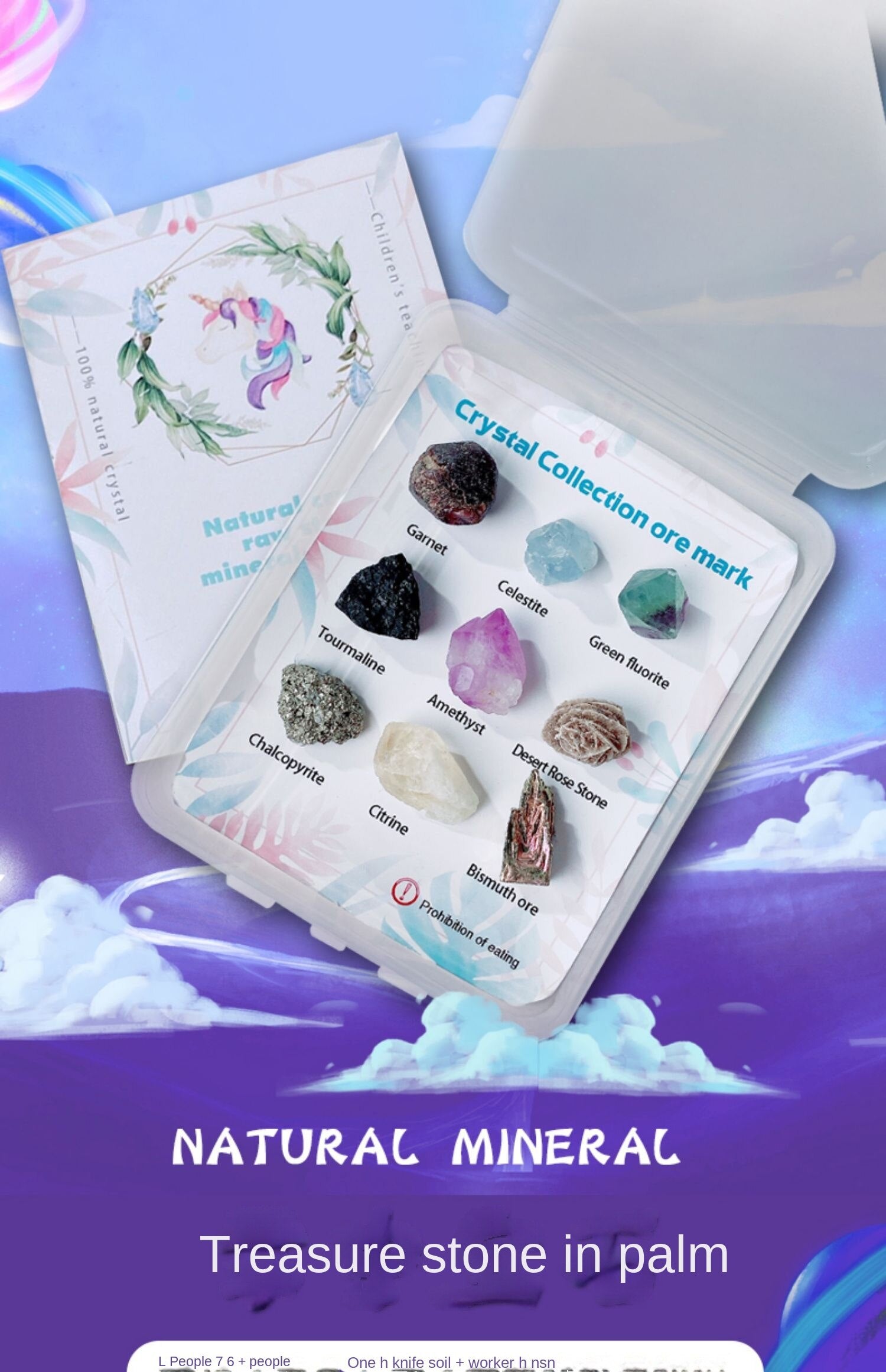 9 jenis spesimen bijih mineral kotak kayu kristal bahan bantu mengajar kristal asli perhiasan batu mentah batu akik kotak hadiah bijih mentah