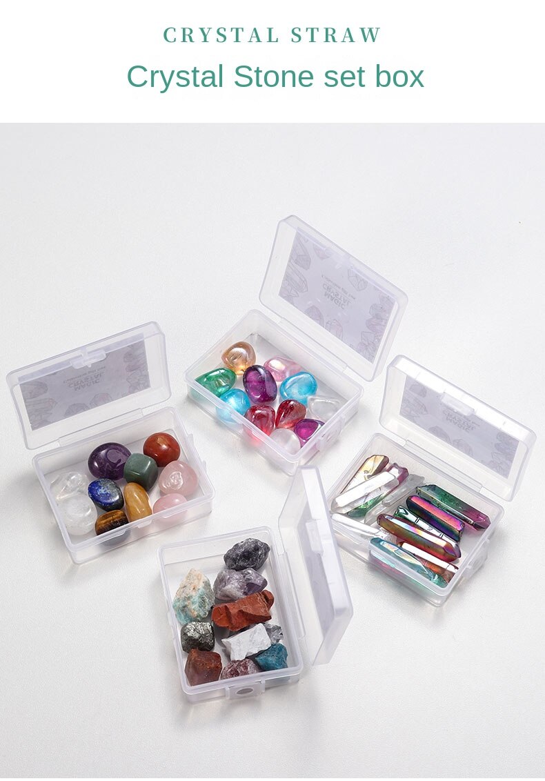 Hiasan spesimen bijih batu mentah kristal asli penyaduran batu permata kristal mineral kotak hadiah pengajaran sains popular kanak-kanak