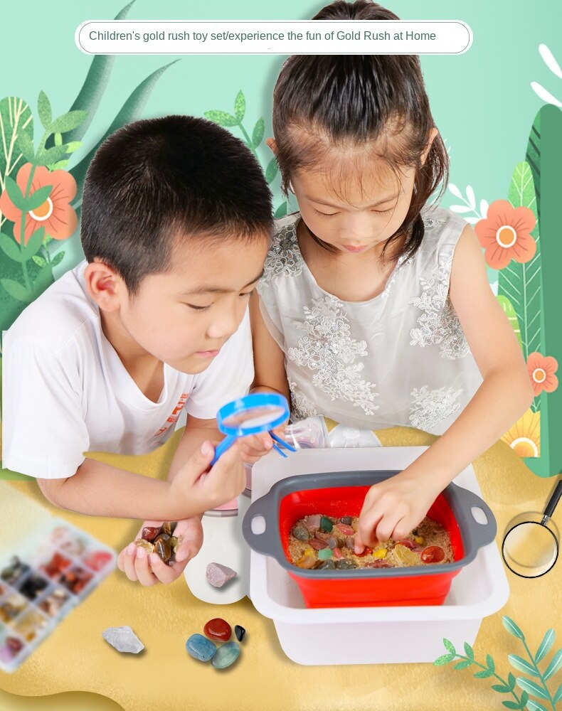 Gold panning toy hunter team children's ore digging gem archaeology digging treasure hunt fossil treasure girl boy