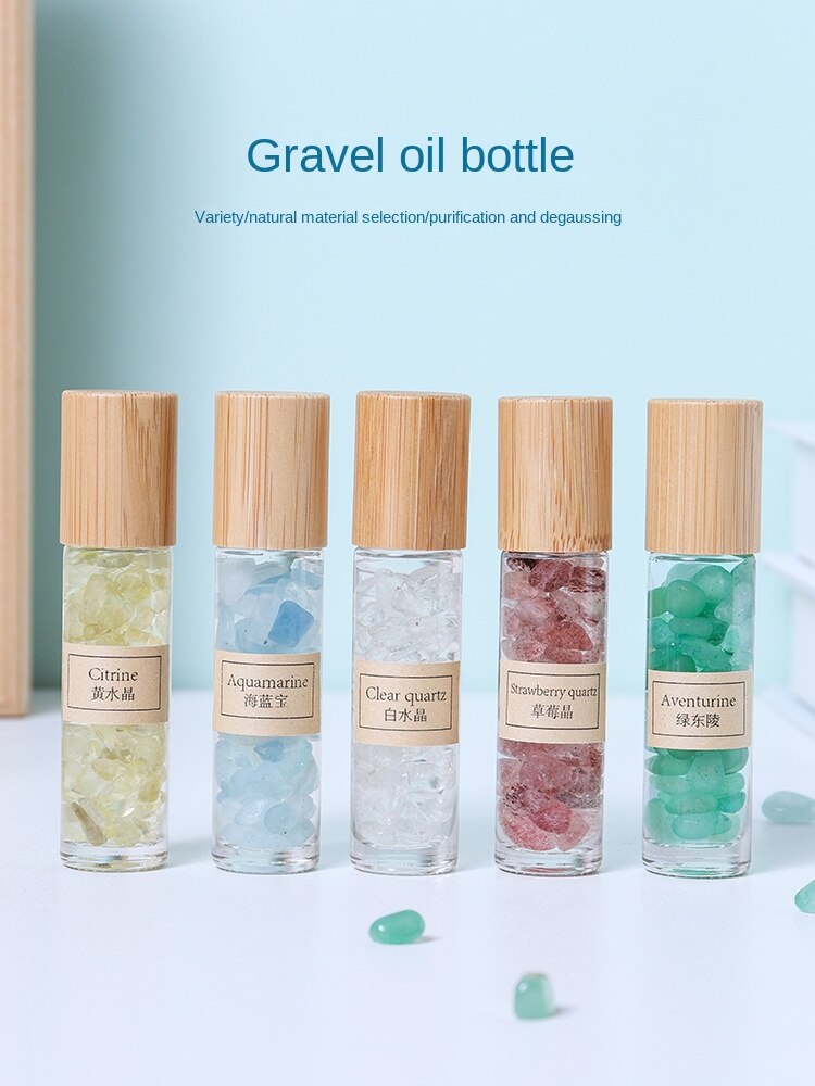 Natural white crystal crushed stone essential oil roller bottle sample perfume bottle portable sub-bottling ore specimen small ornament