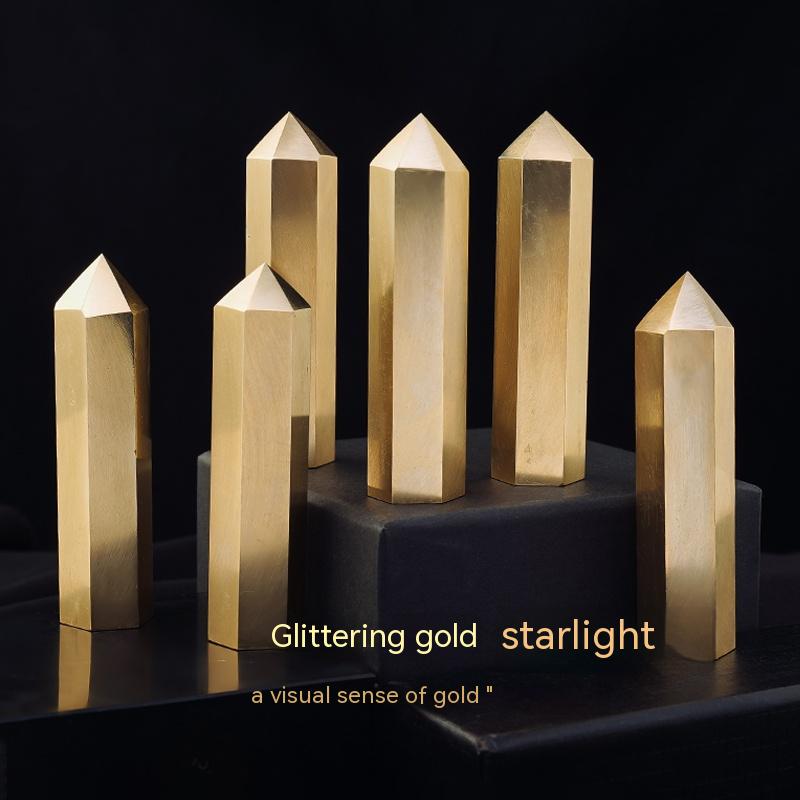 Natural Crystal Column, Chalcopyrite Single-Pointed Hexagonal Prism, Decoration, Crystal Rough, Ore Polishing